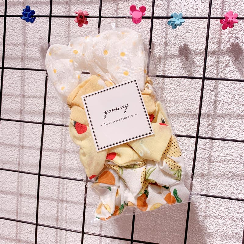 New 5PCS/Set Candy Color Printing Hair Ties For Women Cute HairBand Ponytail Holder Elastic Rubber Band Fashion Hair Accessories