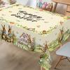 Vintage Easter Bunny Eggs Tablecloths Holiday Party Decor Spring Floral Rectangle/Round Table Cover Easter Decorations for Home