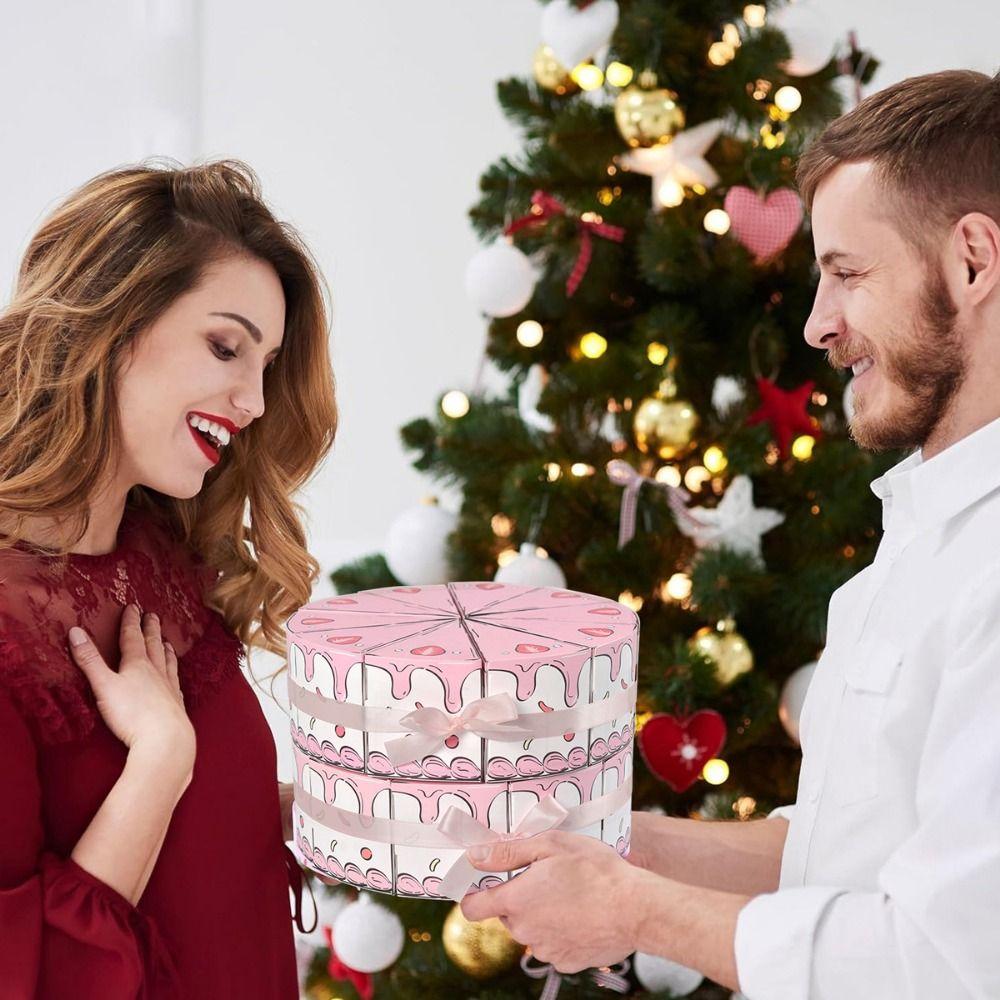 10 Stück Mehrfarbige Dreieckige Kuchen-Geschenkbox Erdbeere Regenbogen Geschenkverpackungsbox Für Süßigkeiten Keks