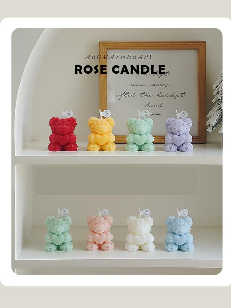 1 Scented Candle for Valentine's Day, Roses, Bears, Suitable for Home Decoration, Gift Matching, Gift Giving