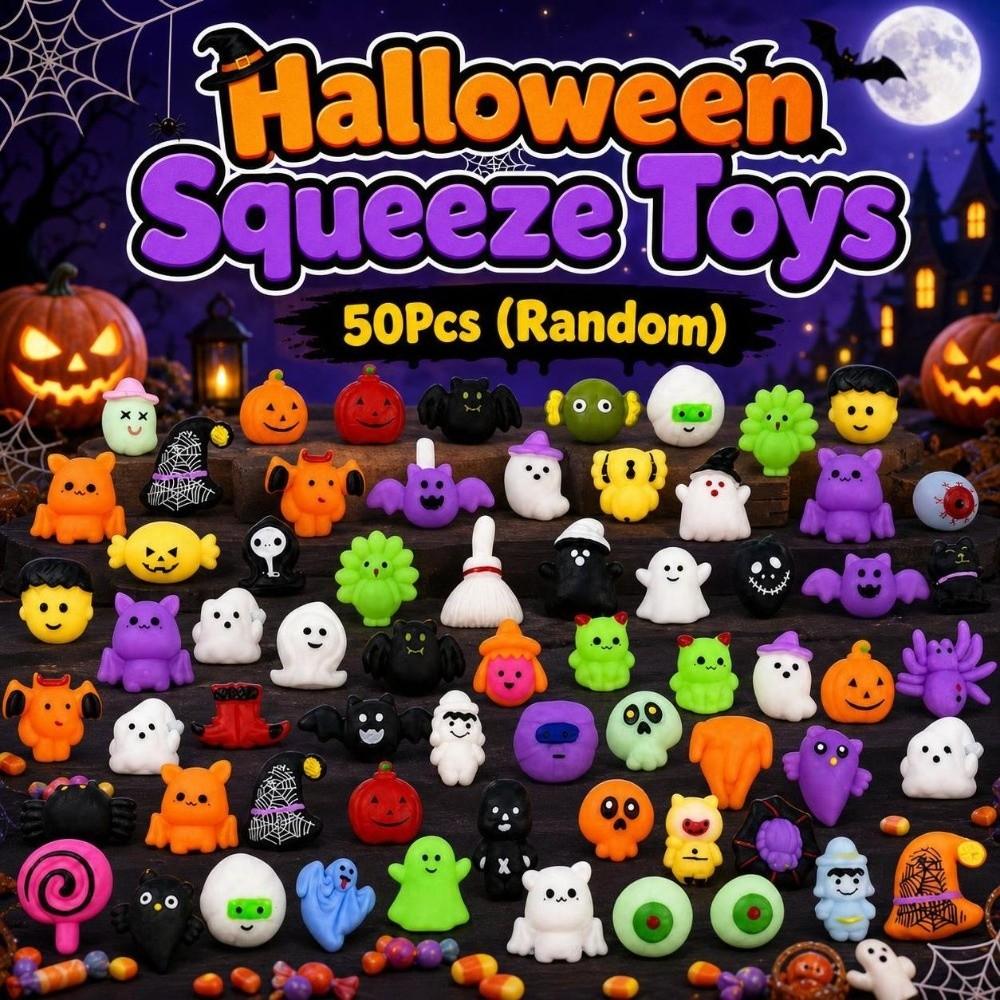50Pcs Anxiety Relief Halloween Squeeze Toys Soft Realistic Pumpkin Pinch for Kids Adults