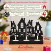 Merry Christmas Tower Decorative Tea Light Candle Holders (Wooden Black) | Decoration Items for Home, Living Room, Office