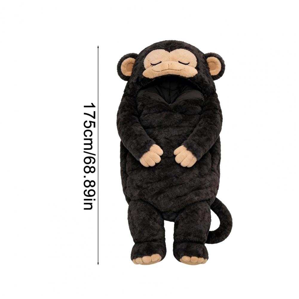 175cm Adults Plush Envelope Sleeping Bag Dog Monkey Slumber Bag Home Travel Camping Cold Weather Men Women Plush Animal Nap Mat