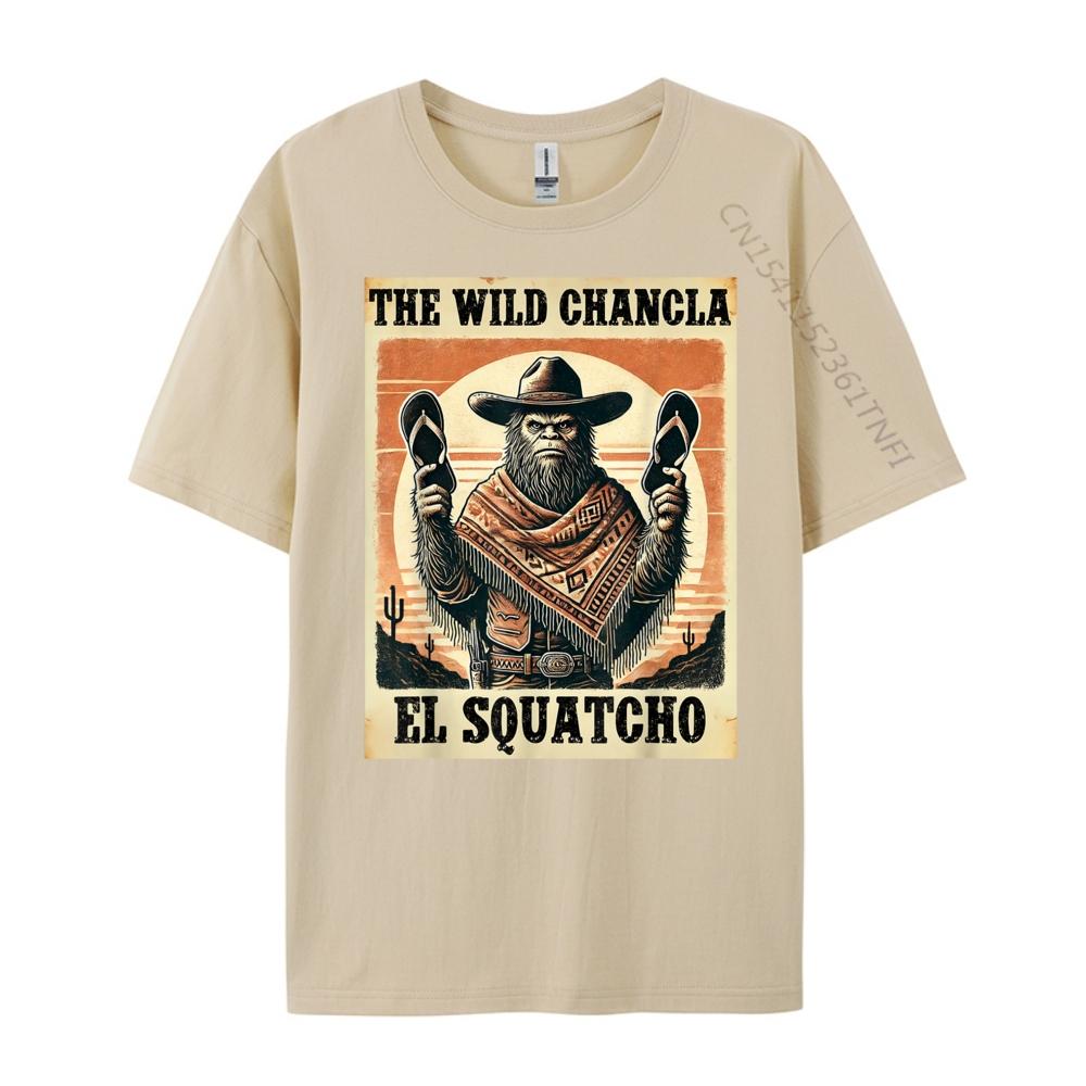 Funny Mexican Bigfoot El Squatcho The Wild Chancla Men's T-Shirts High Quality Vintage