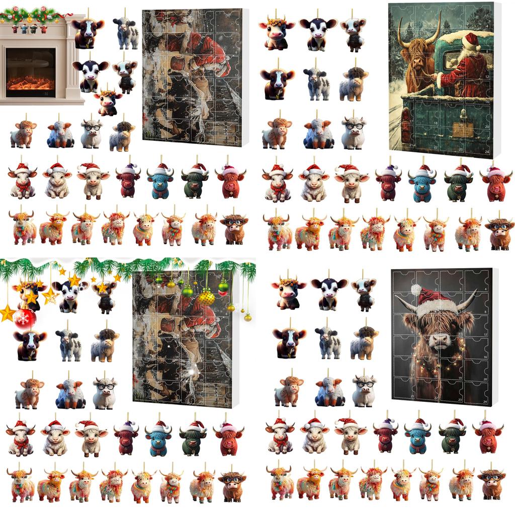 Weihnachts-Blindbox Mit Yak-Tier Acryl-Dekorationen Für Feiertagsbaum-Hänger Und Party-Geschenke