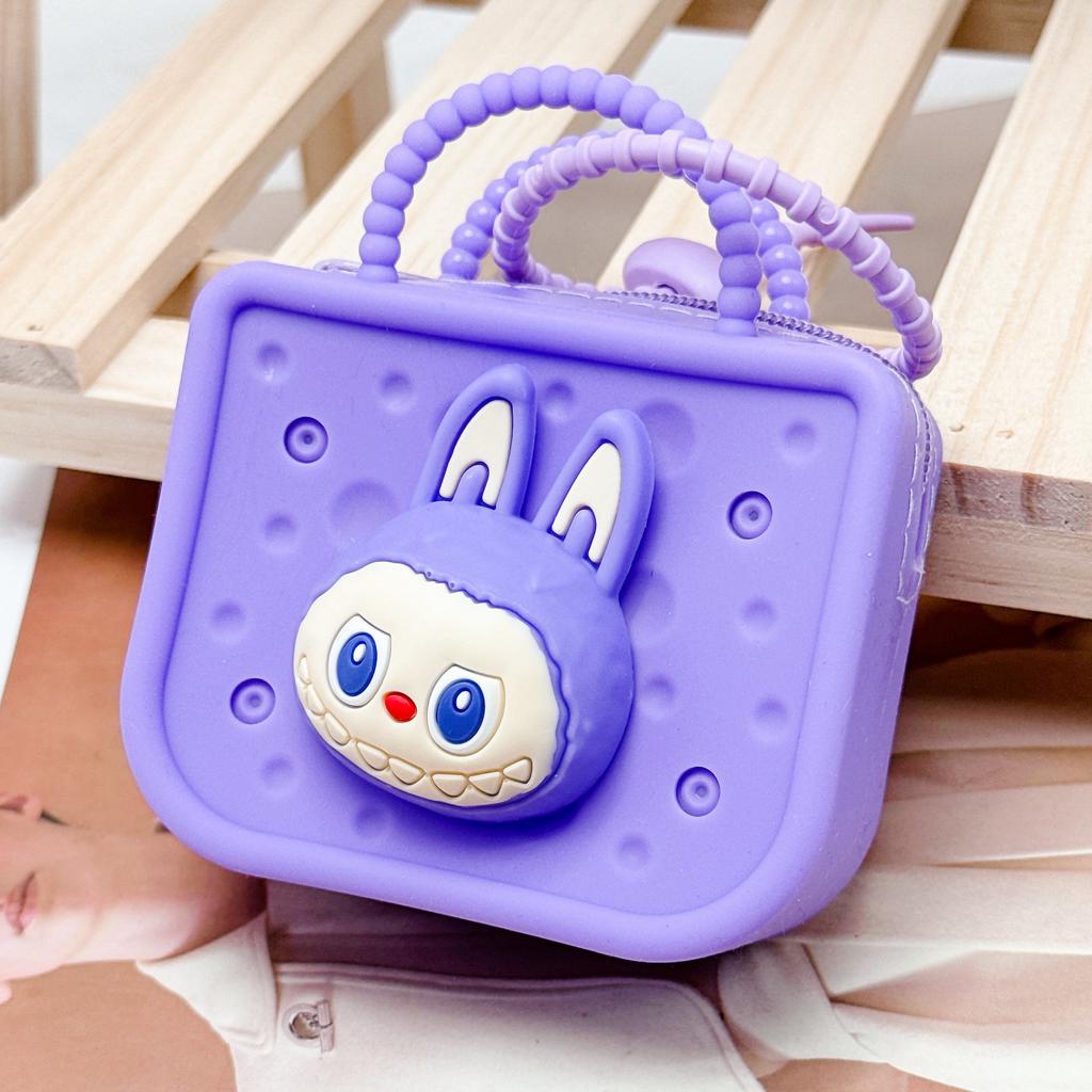 Labubu coin purse for girls small gift cute cartoon detachable doll small square bag pendant CLE
