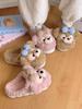 Women's Autumn/Winter Cute Bear Non-Slip Thick Sole Cotton Slippers with Velvet Lining - Maternity & Home Use.