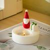 Eleganter Weihnachtskerzenhalter für die Heimdekoration Keramik Nikolaus Teelichtkerzenhalter für den Weihnachtstischmittelpunkt