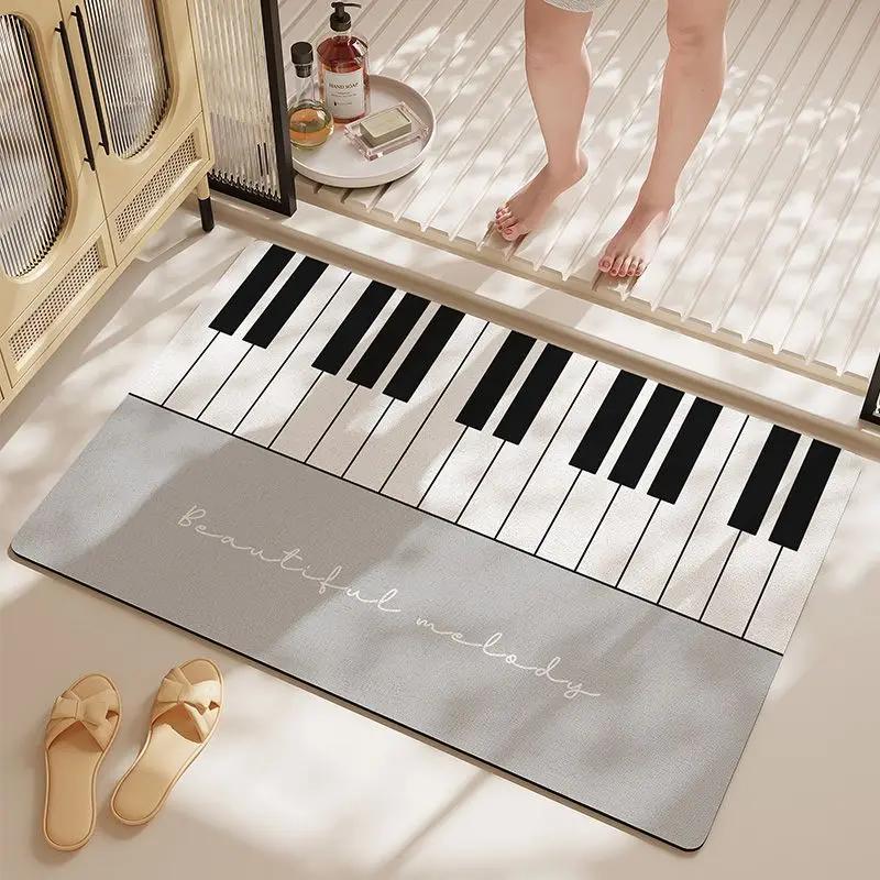 Light Luxury Piano Floor Mat Music Style Door Mat Foyer Entrance Quick Drying Anti Slip Foot Mat Bathroom Accessories Home Decor