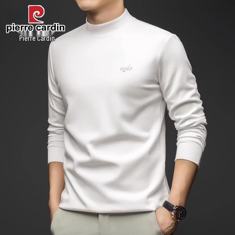 Pierre Cardin Men's Slim Fit Modal Wool Blend Semi-High Collar Long Sleeve T-Shirt