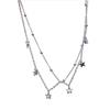 Double Layer Star Beaded Chain Necklace Elegant Alloy Material Neckwear Star Pendant Choker Suitable for Party Daily