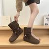 Short Boots Children's Autumn New Retro Flat Bottom Beaded Strap Short Boots Soft Bottom Fashion Matte Martin Boots