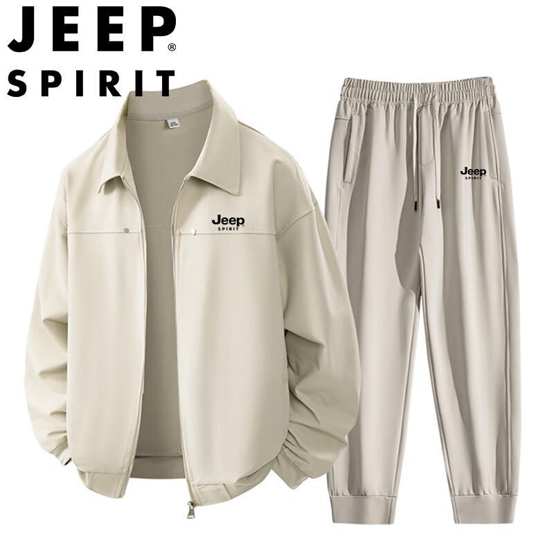 JEEP SPIRIT Men's Spring Autumn Versatile Two-Piece Set