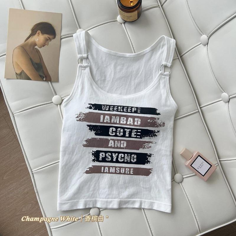 

Американский ретро-топ Hot Girl с контрастным буквенным принтом, женский летний дизайн, облегающий топ без рукавов One size