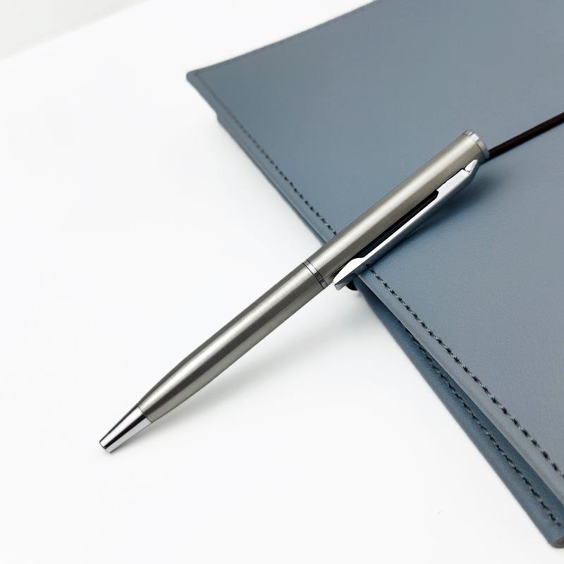 

Компактная шариковая ручка из нержавеющей стали с лазерной гравировкой и вращающимся механизмом - мини-карманная ручка 10 см 0.7mm Blue Ink Refill