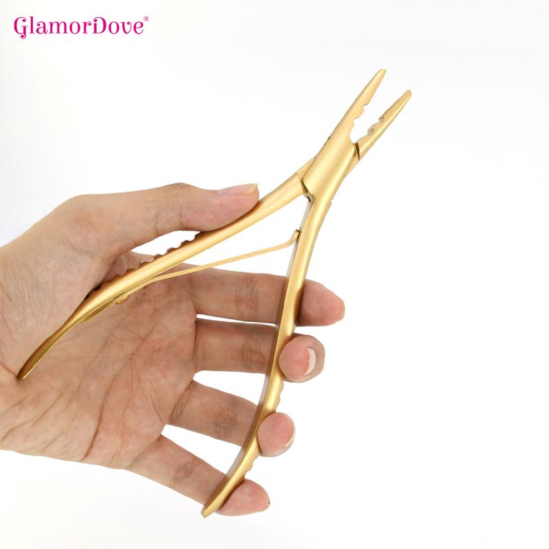 GlamorDove Beaded Weft Hair Extension Kit – Double Hole Pliers, Bead Remover & Sewing Tools