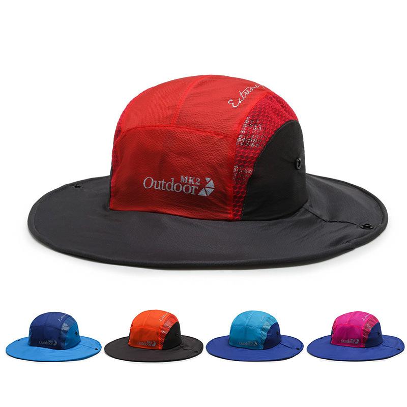 New mesh breathable bucket hat men's and women's outdoor shading big edge sun hat fishing hat
