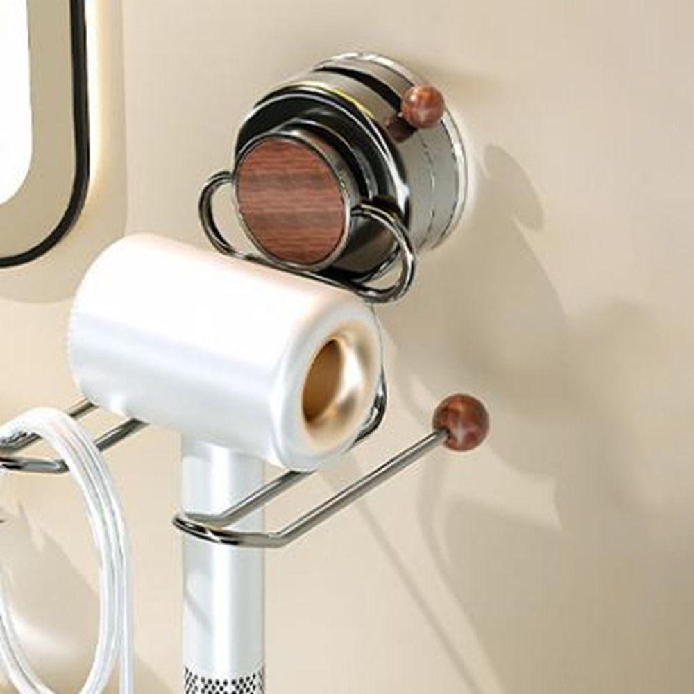 Iron Hair Dryer Storage Rack Wall Mounted Hair Dryer Hanger Suction Cup Hair Dryer Holder  Bathroom
