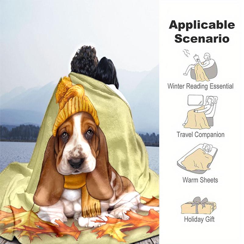 1PC Dog cute printed blanket, all season lightweight home office outdoor nap multifunctional blanket A3