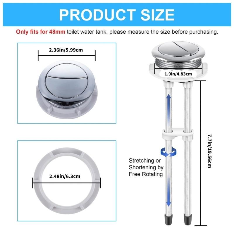 Toilet Push Button Adjustable Top Push Button Toilet Tank Button Replacement for Most Double Flush Toilet Enduring