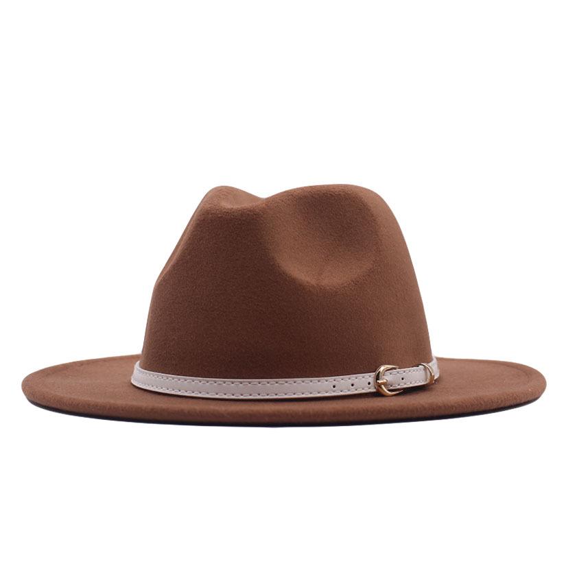 Women's Wool Fedora Hat with Flat Brim - Autumn/Winter Accessory in Solid Black Jazz Style