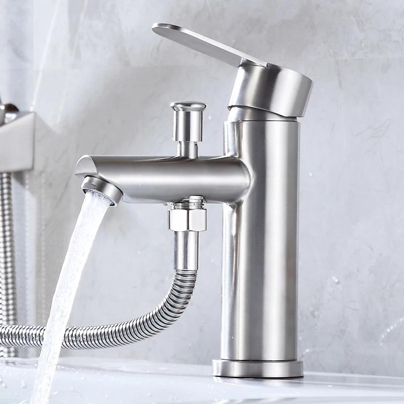 Bathroom Basin Faucet Hot Cold Mixer Tap With Shower Head Shampoo Washbasin Dual-Purpose Bath Faucet Bathroom Accessories