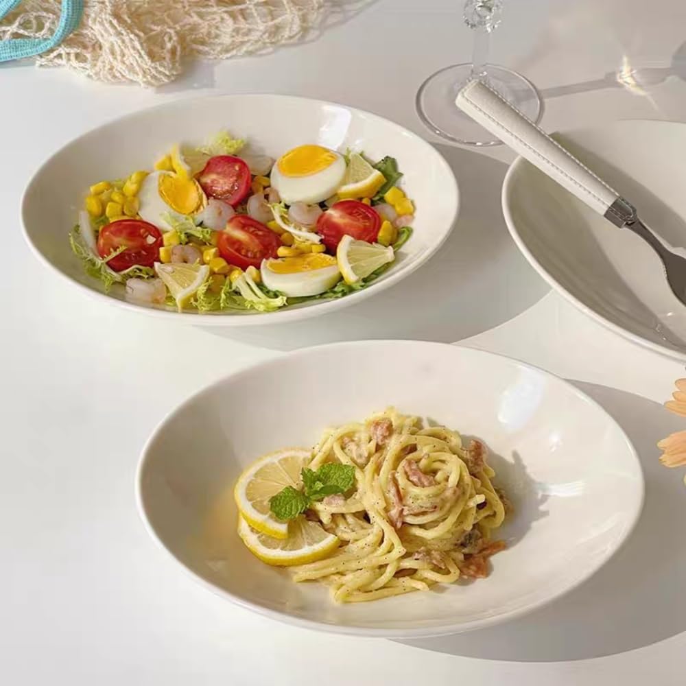 Set of 2 Oval Plates, White Porcelain, Stylish (26.7cm) - Tableware, Dishes, Lunch Plates, Plain, Ceramic, Kitchenware, Curry Plates, Pasta Plates, Ov