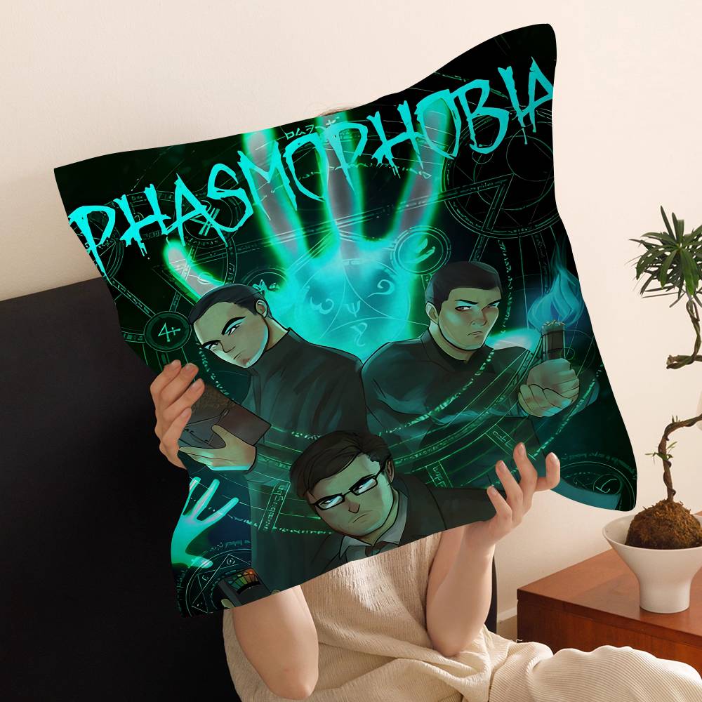Game Phasmophobia Cushion Cover Car Throw Pillow Case For Sofa Car Christmas Gift 40x40cm 45x45cm