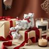 Polar Bear Figurines for Shelf Resin Ornament, White Hanging Figurine with Hat And Scarf Adorable Statues Garden Christmas Holiday Decoration,