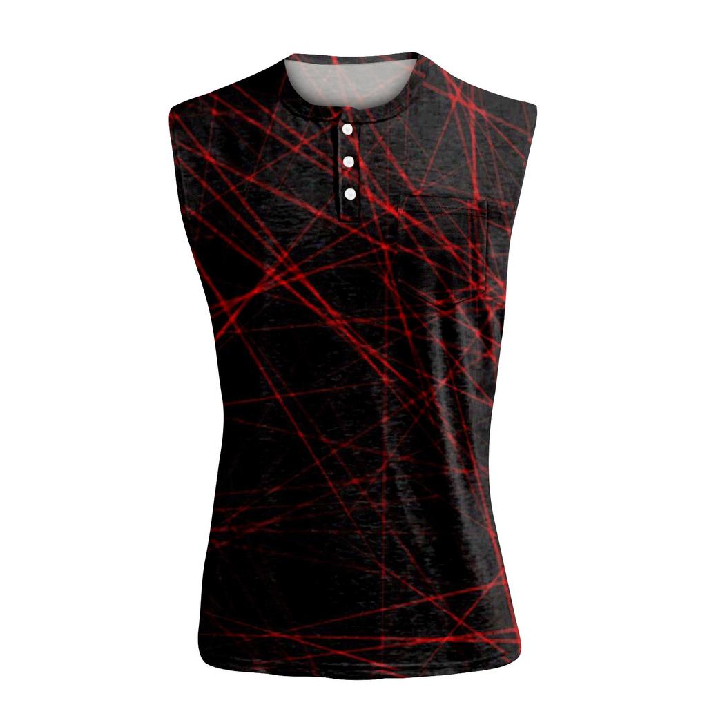 Men's Halloween Printed Sports Button Pocket Sleeveless Vest