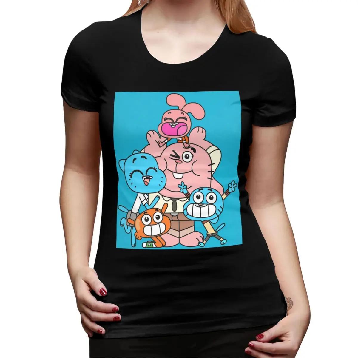 

The Amazing World Of Gumball TShirt for Women Round Neck Streetwear T Shirts Womens Short Sleeve Summer Clothes Tops 4XL