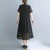 New  Summer Loose Long Dress Vintage Floral Lace Casual Basic Dress for Women Plus Size