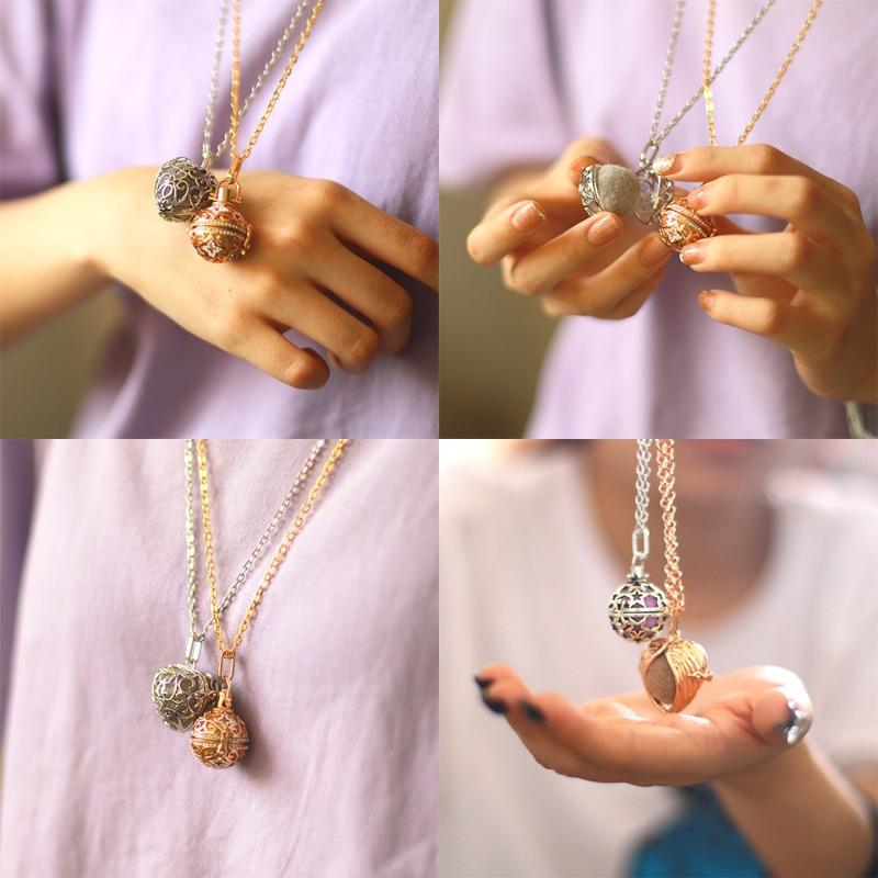 Hot-selling Aromatherapy Ancient Silver Style Cage Type Hollow Necklace Essential Oil Diffuser Perfume Box Ancient Hanfu Accessories