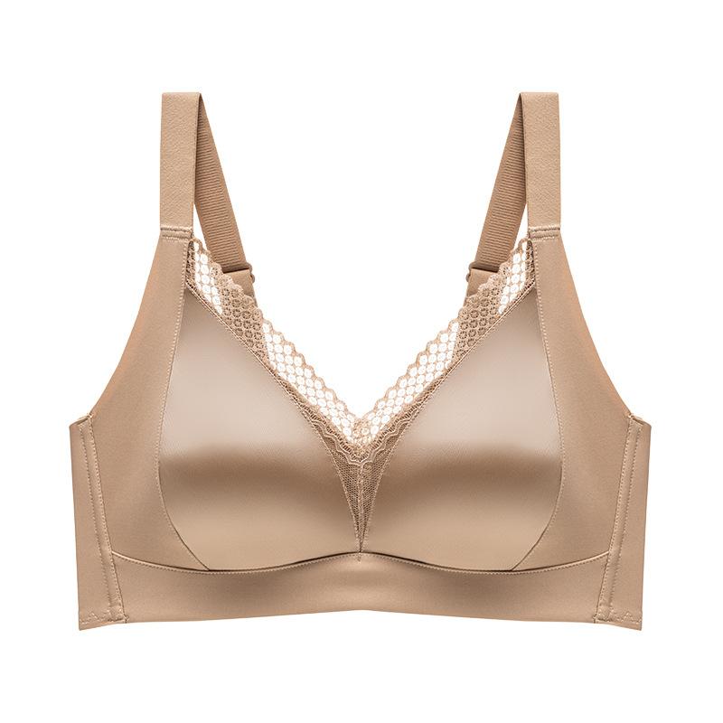 Traceless large-breasted graphic bra with double breasts, full cup, anti-sagging bra.