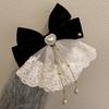 Sweet Temperament Lace Red Big Bow Clip In The Escape Princess Broken Diamond Hairpin Female Head Clip Headdress