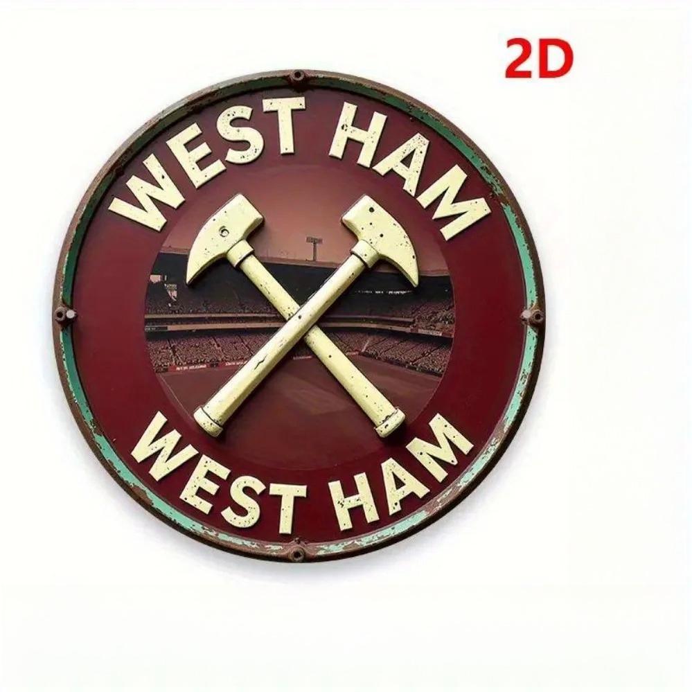 Vintage Tin Plate Paintings Wall Art Retro Style  West Ham United Football Club Logo Axe Design