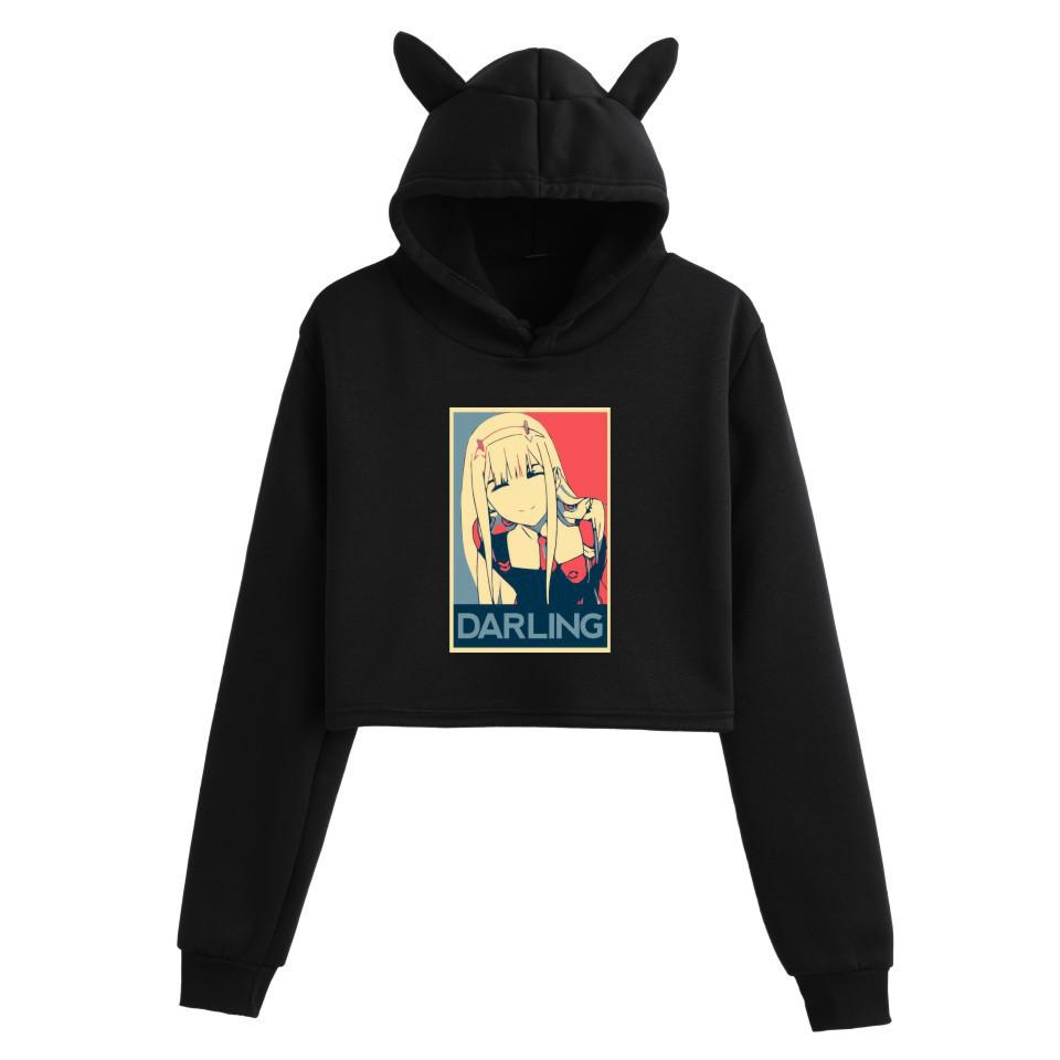 Darling in the Franxx Zero Two Cat Ear Cropped Hoodie - Women's Anime Style