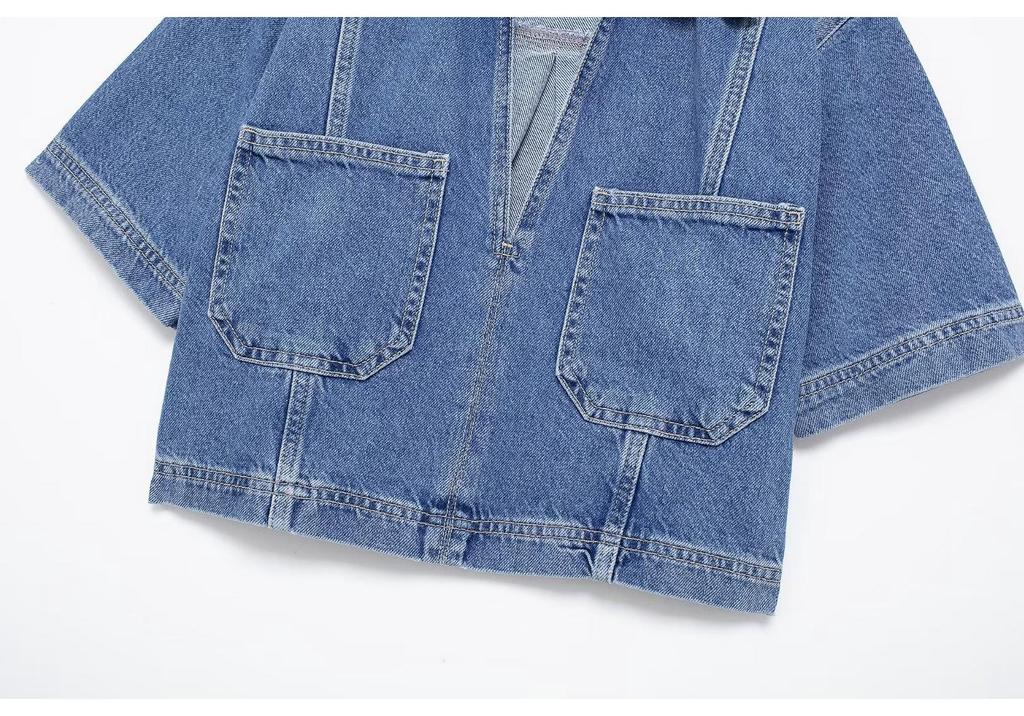 Women's Washed Denim Pullover Shirt & Skort - Summer 2024 Street Style Arrival