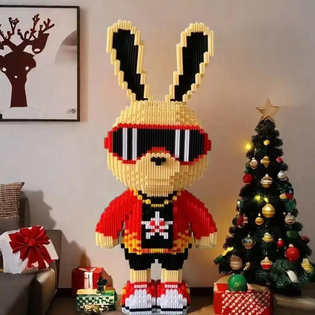 Kawaii 3D DIY Raccoon Rabbit Building Blocks Toy Brown Music Bear Band Party Figure Model Funny Animal Assembly Birthday Gift