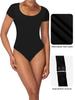 Women's Short Sleeve Bodysuits Double Lined Thong Body Suit Shirt Scoop Neck Going Out Tops Casual Tight Leotards