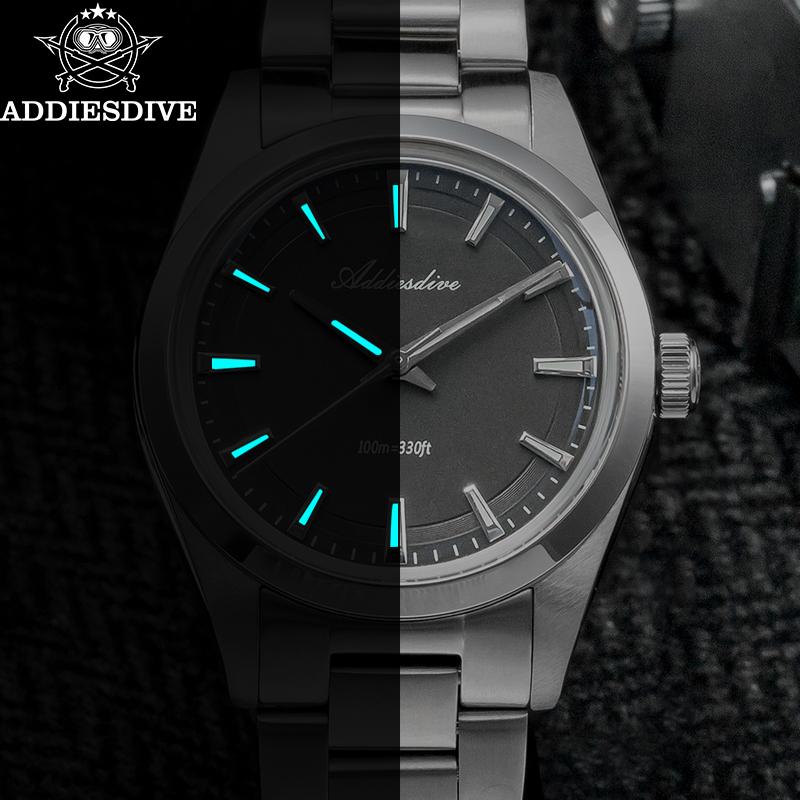 ADDIESDIVE Hot Sale 36mm AD2066 Men‘s Watch BGW9 Super Luminous Mint Green Dial Reloj Hombre 10Bar Waterproof Quartz Watch