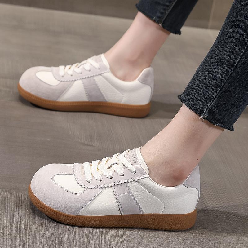 Spring Autumn Genuine Leather Shoes Women Fashion Sneakers Flat Brand Young Ladies Shoes Sweet Soft Pink Yellow
