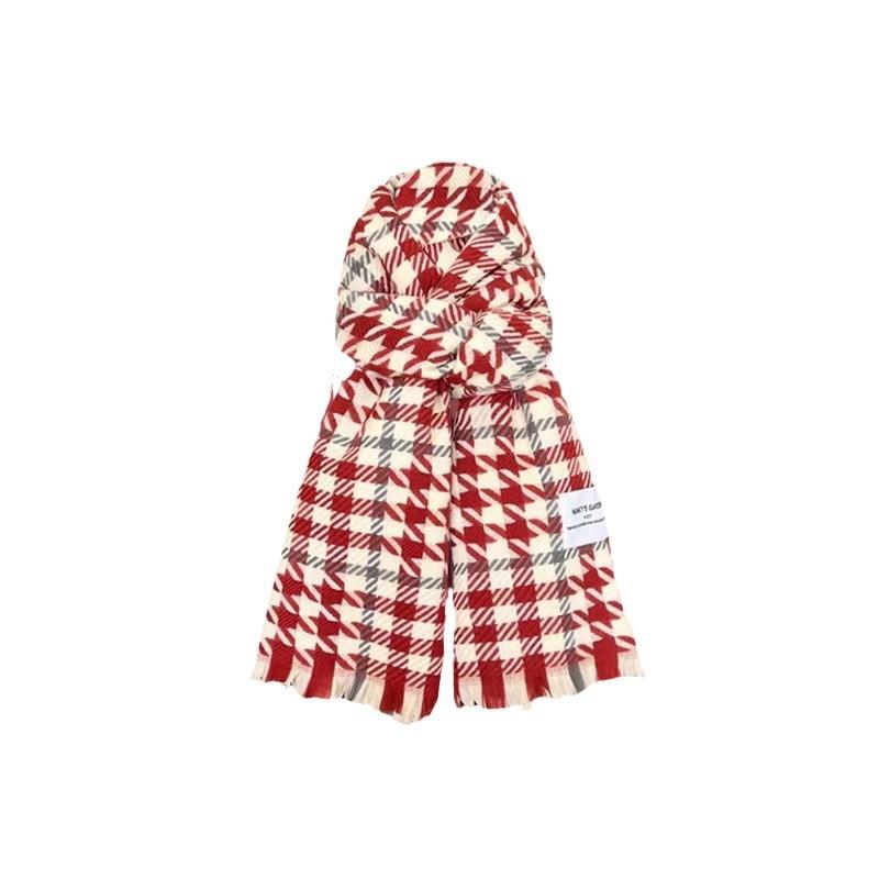 New Christmas Red Scarf Women's Winter Christmas with Warm Knitted Shawl Soft Waxy Atmosphere Scarf