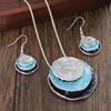 2Pcs/set Multilayer Pendant Jewelry Vintage Boho Jewelry Set Zinc Alloy Enamel Multilayer Round Pendant Necklace and Earrings Elegant Fashion