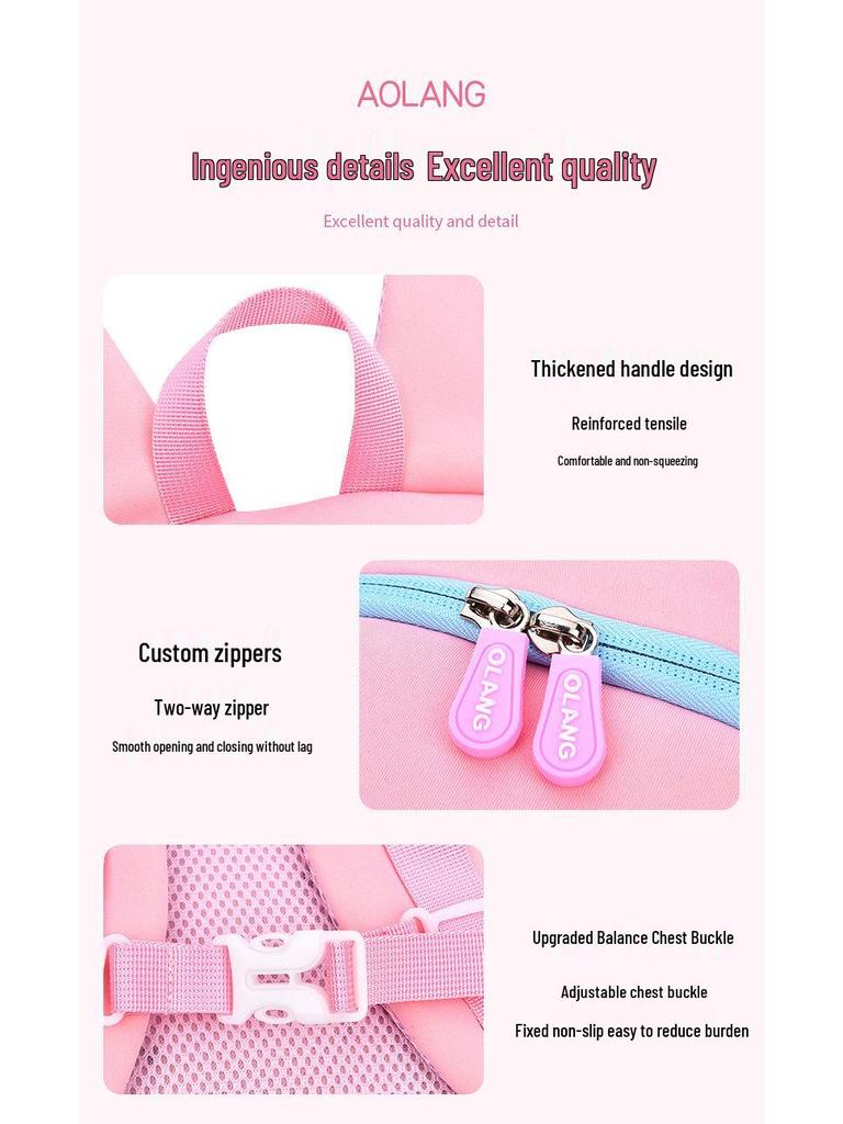 Neoprene Flower Rabbit Backpack: Girls' Spine-Friendly, High Capacity, Double Shoulder Kindergarten Bag