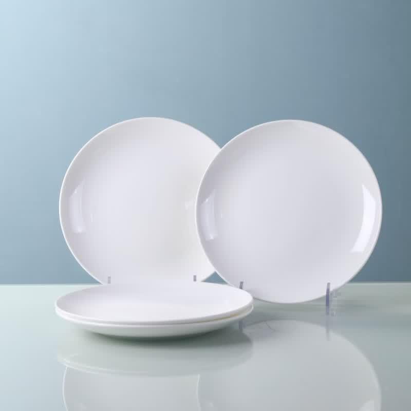 Haoya 8-inch Pure White Underglaze Ceramic Dinner Plate