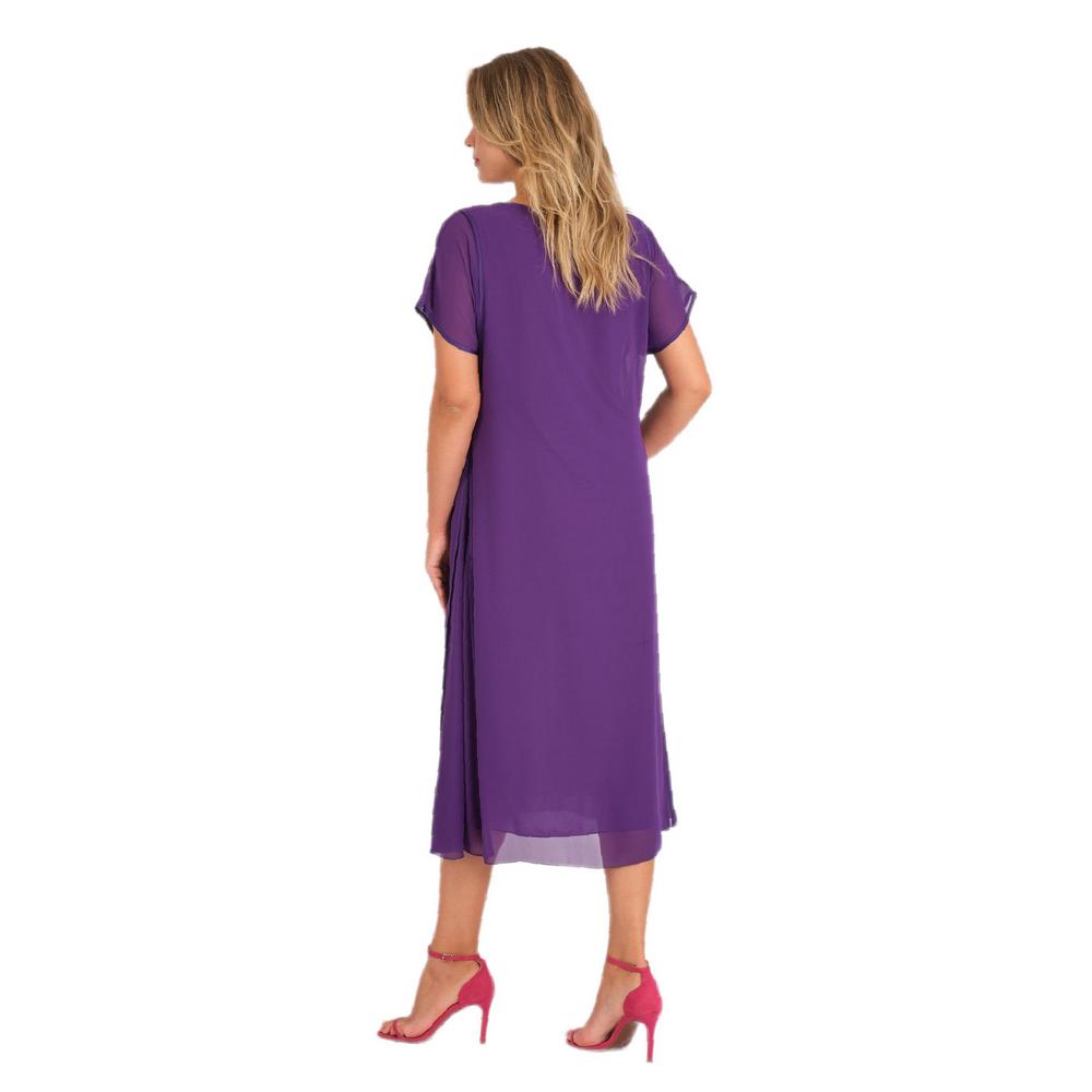 Fierte Women's Plus Size Dress Lm84420 V-Neck Sequin Detail Chiffon