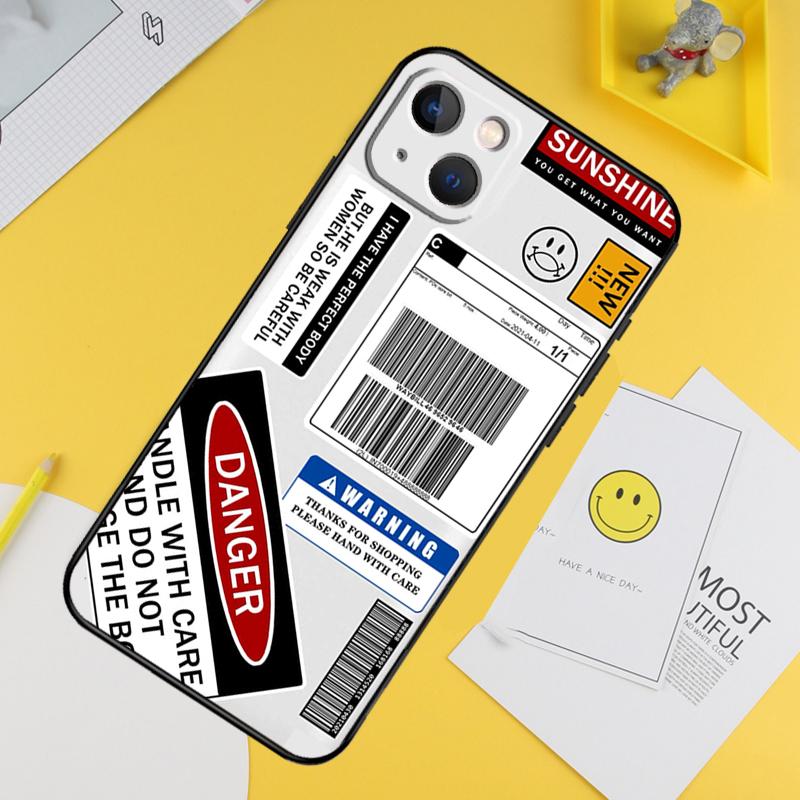 Barcode Label Cool Boys Girls Phone Case For iPhone 16 Pro 15 Pro 13 12 Mini 11 14 Pro Max XR 16 15 Plus 16e Cover Coque