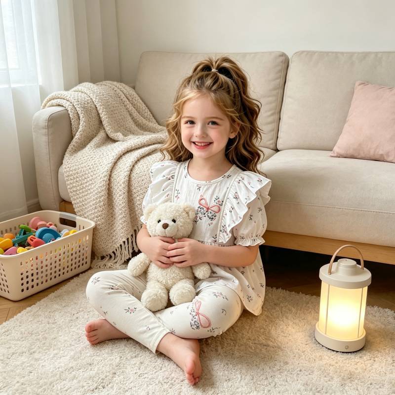 Girl Summer Outfit With Cotton Material And Cartoon Pattern For Ages 38