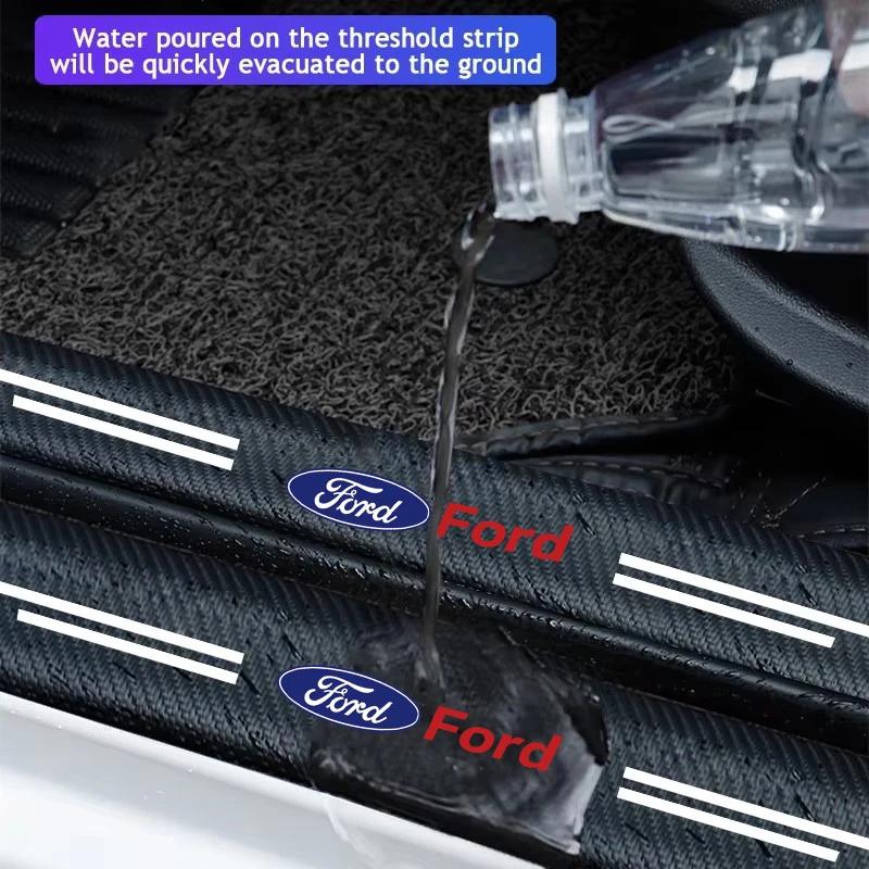 Autosticker Voor Ford 5 Stuks Leer Auto Deurstickers Koolstofvezel Drempel Anti-kras Voor Ford Focus 2 3 Mondeo Kuga Fiesta MK7